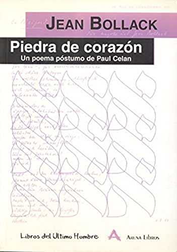 Libro PIEDRA DE CORAZON UN POEMA POSTUMO DE PAUL CELAN de BOLLACK JEAN en Colombia, filosofia