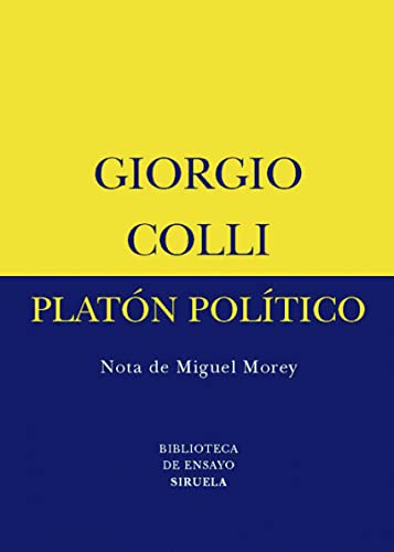 Libro PLATON POLITICO de COLLI GIORGIO en Colombia, filosofia