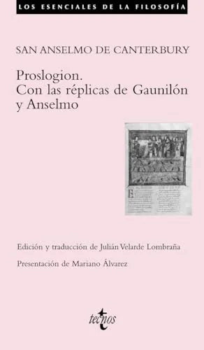 Libro PROSLOGION de DE CANTEMBURRY SAN ANSELMO en Colombia, filosofia